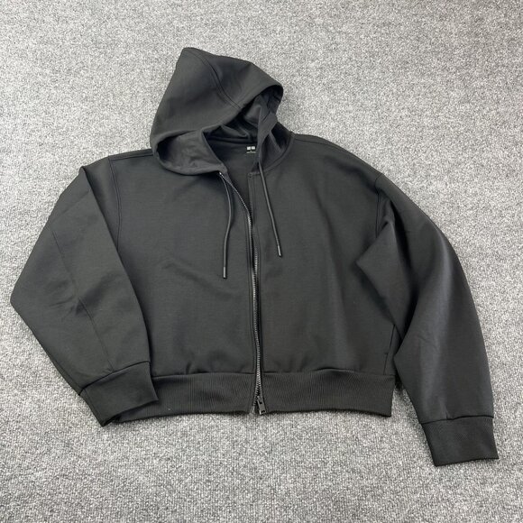 Uniqlo Black Full-Zip Hoodie With Drawstrings Size L - Picture 1 of 10